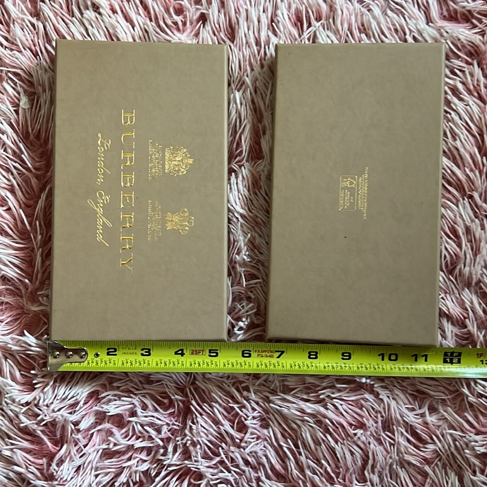 Burberry wallet or scarf empty box with gold lettering, Taupe